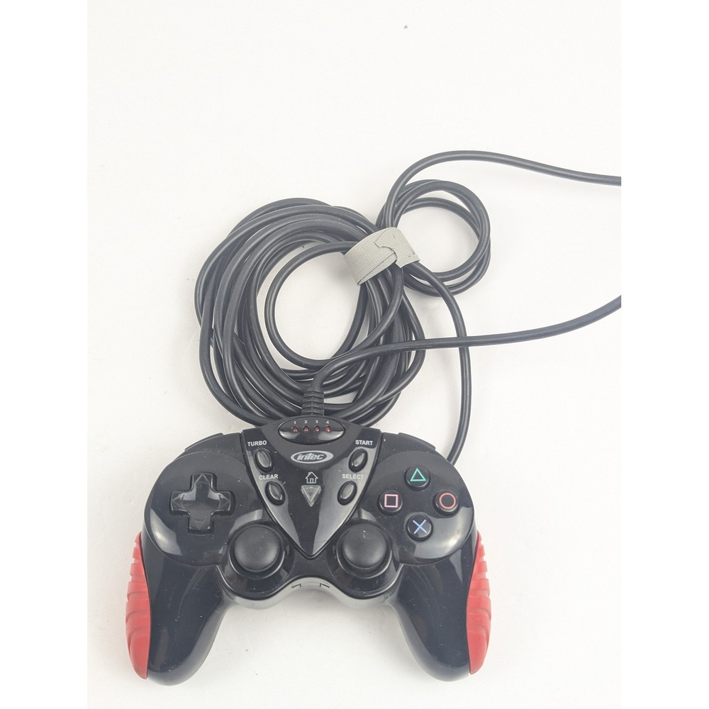 Intec PS2 Wired Controller Gamepad Black Red G7884 Turbo Clear Select‎ Buttons